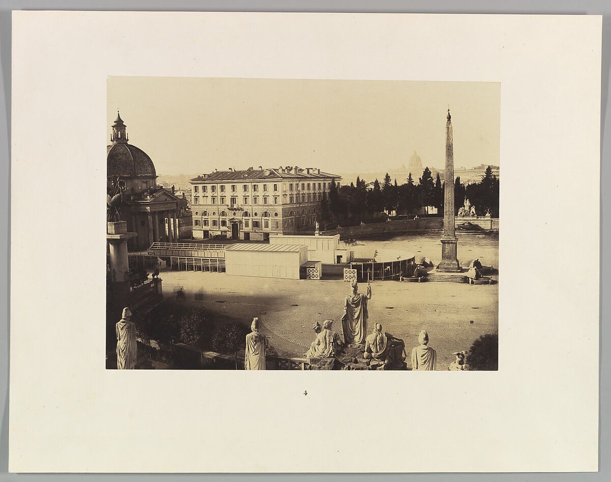 Piazza del Popolo, Rome, Unknown, Albumen silver print from glass negative 