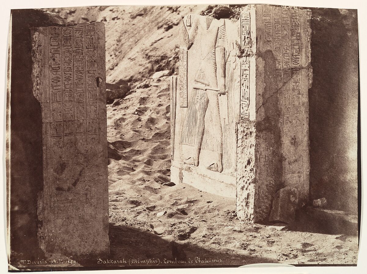 Tomb of Ptahmose, Saqqara (Memphis), Théodule Deveria (French, 1831–1871), Albumen silver print from paper negative 