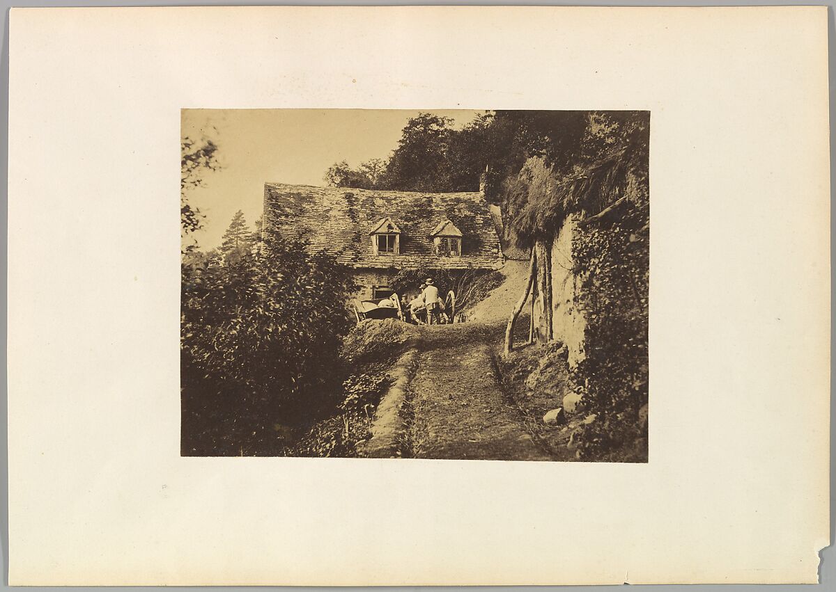 [Rustic Cottage with Figures and Carts], Unknown (British), Albumen silver print 
