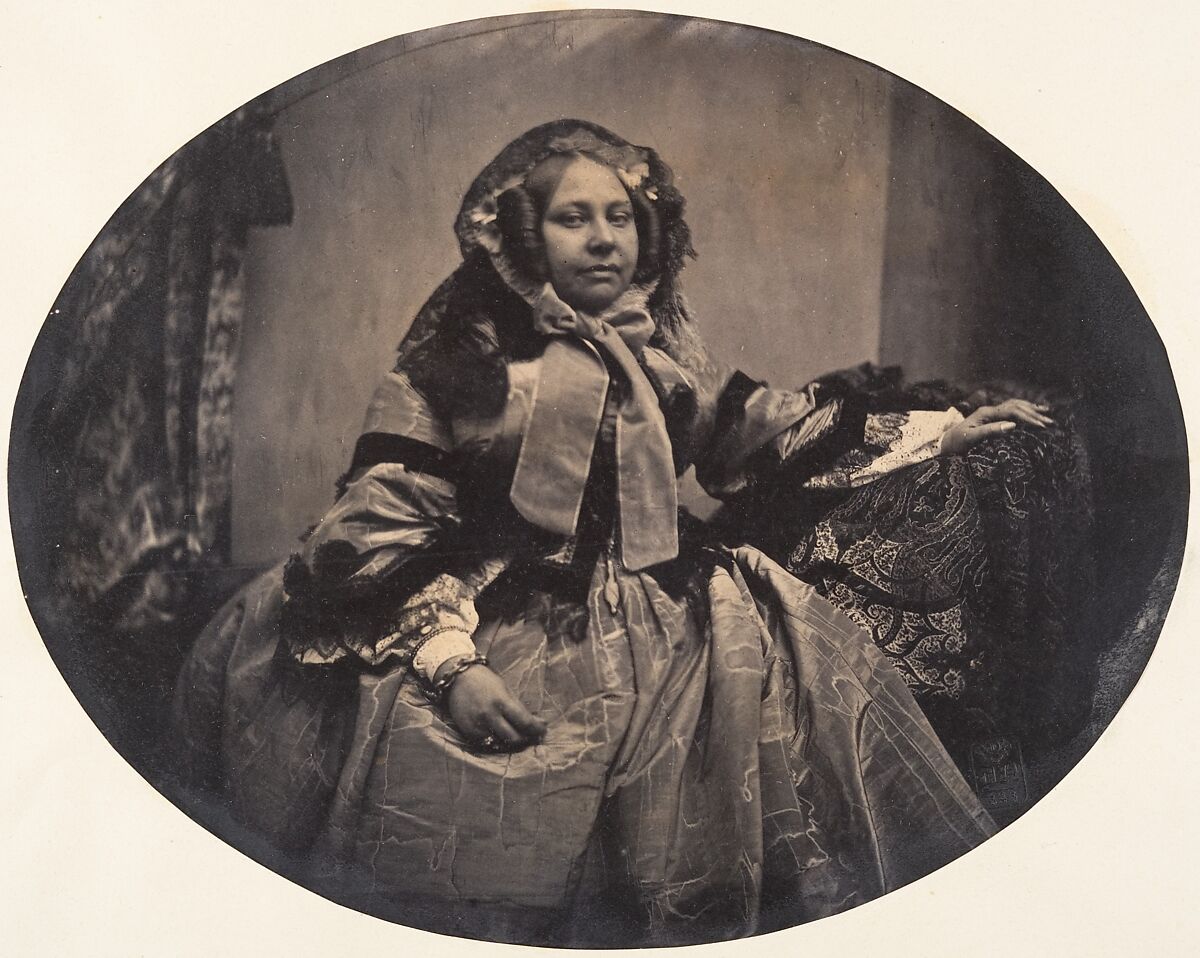[Portrait of a Woman], Louis-Pierre-Théophile Dubois de Nehaut (French, active Belgium, 1799–1872), Salted paper print from glass negative 