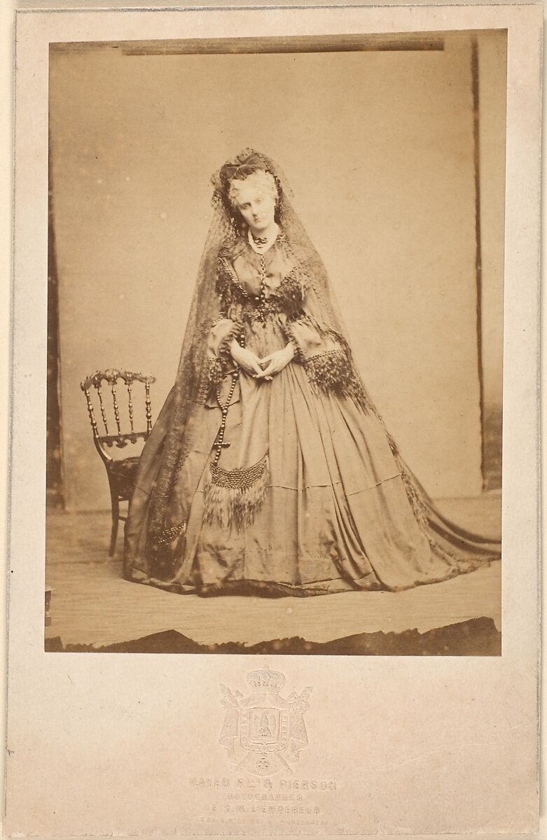 [Standing with a Rosary], Pierre-Louis Pierson (French, 1822–1913), Albumen silver print from glass negative 