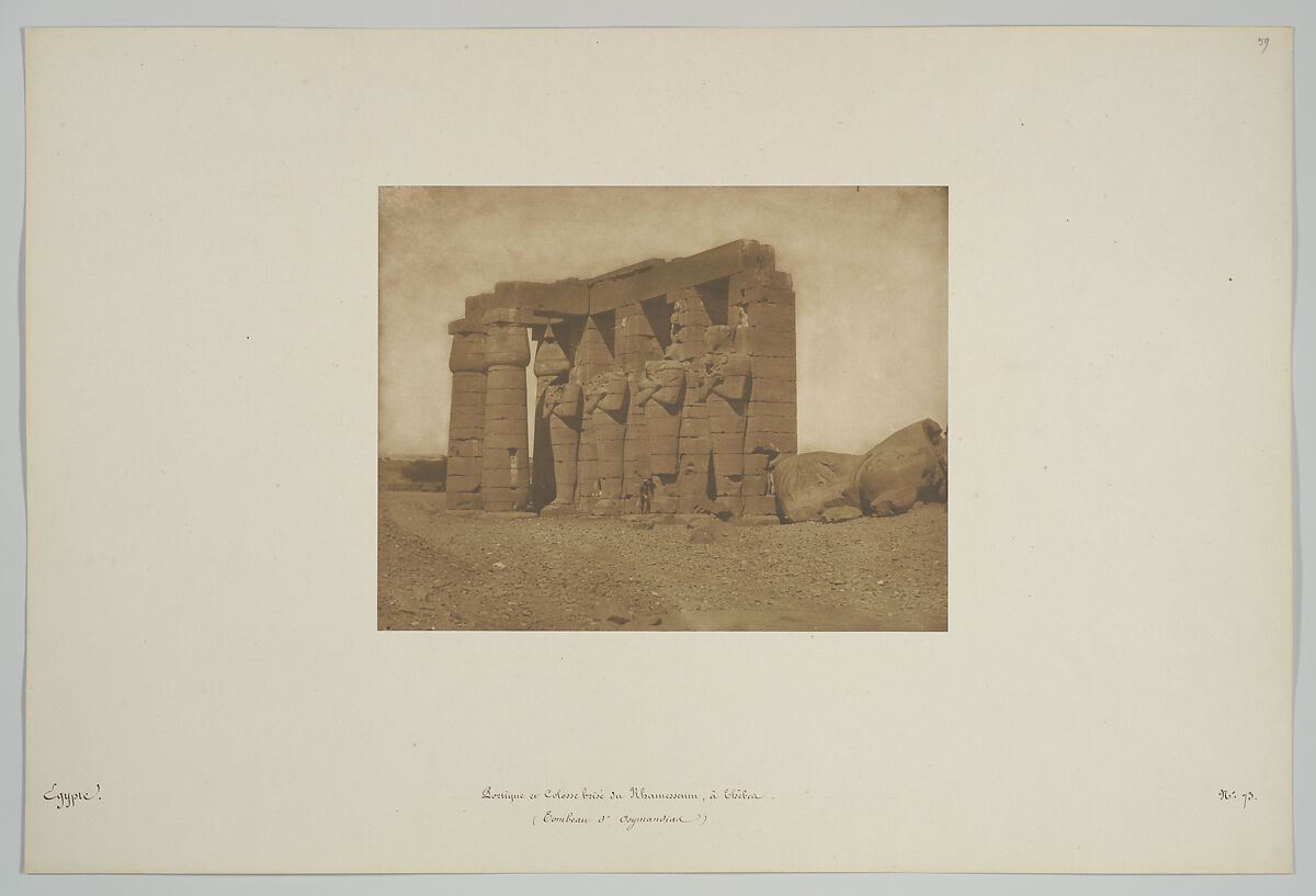 Colosses du Ramesséum, Maxime Du Camp (French, 1822–1894), Salted paper print from paper negative 