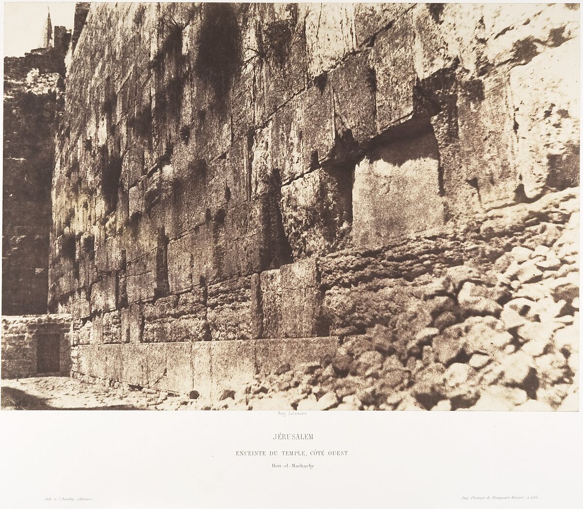 Jérusalem, Enceinte du Temple, Côté Ouest, Heit-el-Morharby, Auguste Salzmann (French, 1824–1872), Salted paper print from paper negative 