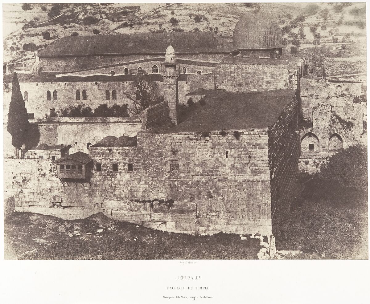 Jérusalem, Enceinte du Temple, Mosquée El-Aksa, angle Sud-Ouest, Auguste Salzmann (French, 1824–1872), Salted paper print from paper negative 