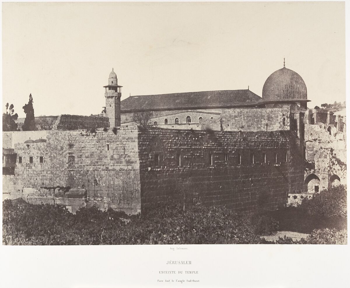 Jérusalem, Enceinte du Temple, Face sud de l'angle Sud-Est, Auguste Salzmann (French, 1824–1872), Salted paper print from paper negative 