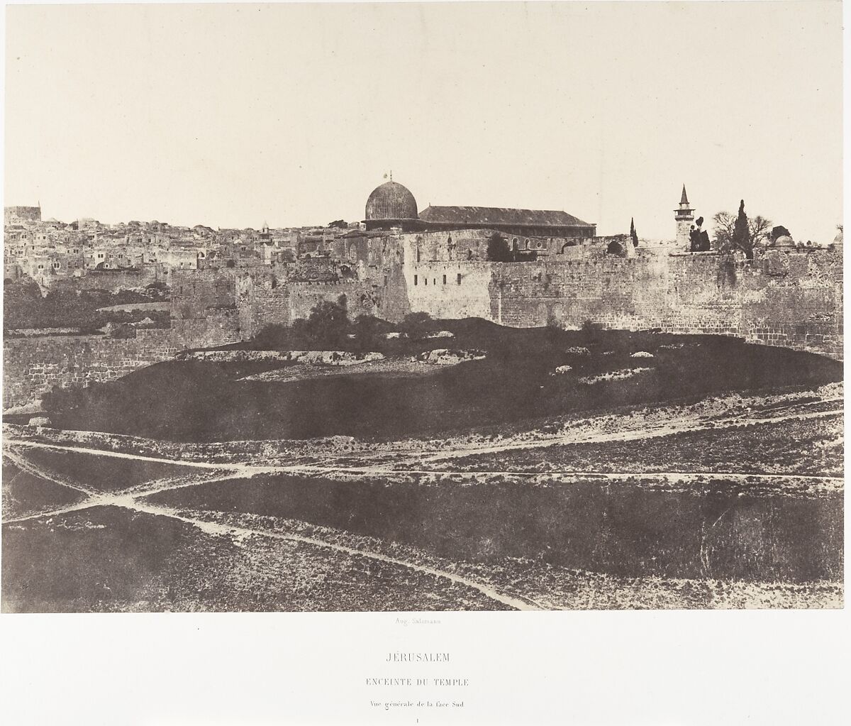 Jérusalem, Enceinte du Temple, Vue générale de la face Sud 1, Auguste Salzmann (French, 1824–1872), Salted paper print from paper negative 