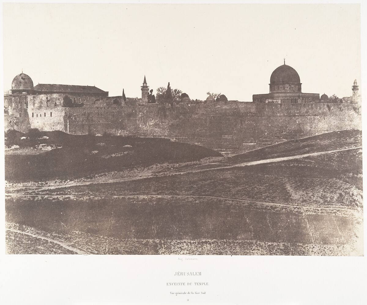 Jérusalem, Enceinte du Temple, Vue générale de la face Sud 2, Auguste Salzmann (French, 1824–1872), Salted paper print from paper negative 