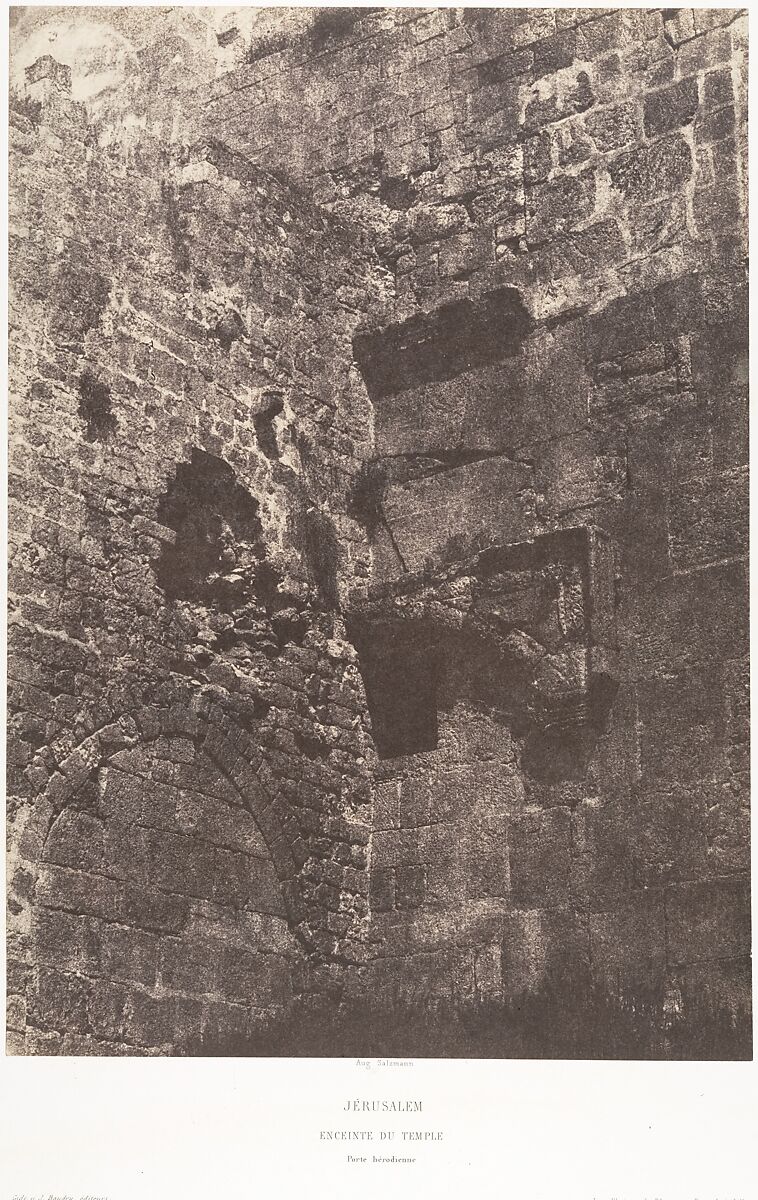 Jérusalem, Enceinte du Temple, Porte hérodienne, Auguste Salzmann (French, 1824–1872), Salted paper print from paper negative 