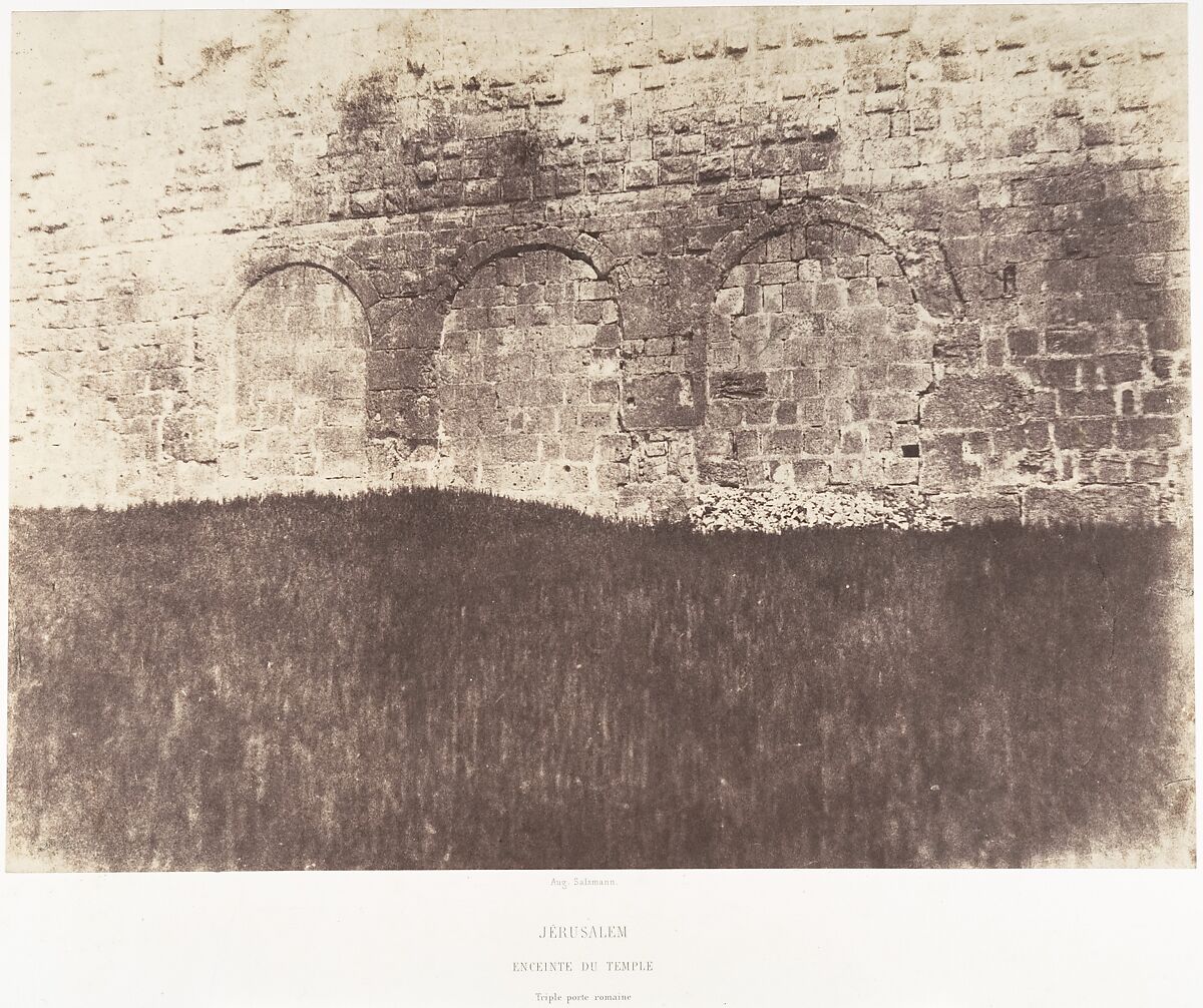 Jérusalem, Enceinte du Temple, Triple porte romaine, Auguste Salzmann (French, 1824–1872), Salted paper print from paper negative 