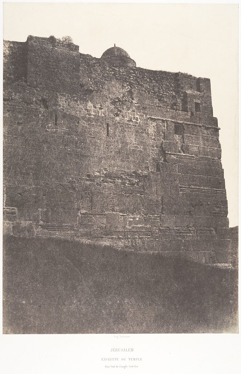 Jérusalem, Enceinte du Temple, Face Sud de l'angle Sud-Est, Auguste Salzmann (French, 1824–1872), Salted paper print from paper negative 