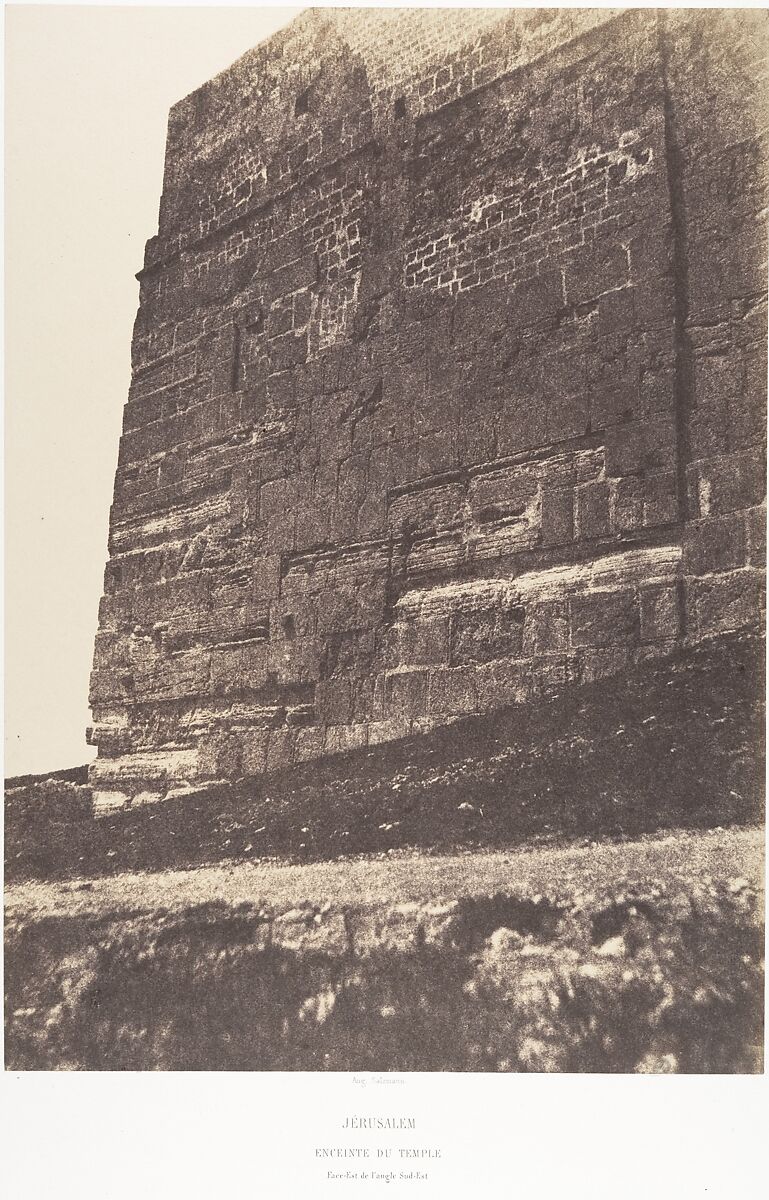Jérusalem, Enceinte du Temple, Face Est de l'angle Sud-Est, Auguste Salzmann (French, 1824–1872), Salted paper print from paper negative 