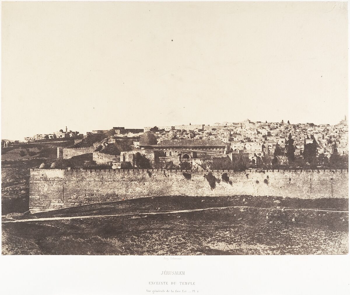 Jérusalem, Enceinte du Temple, Vue générale de la face Est, Pl. 1, Auguste Salzmann (French, 1824–1872), Salted paper print from paper negative 