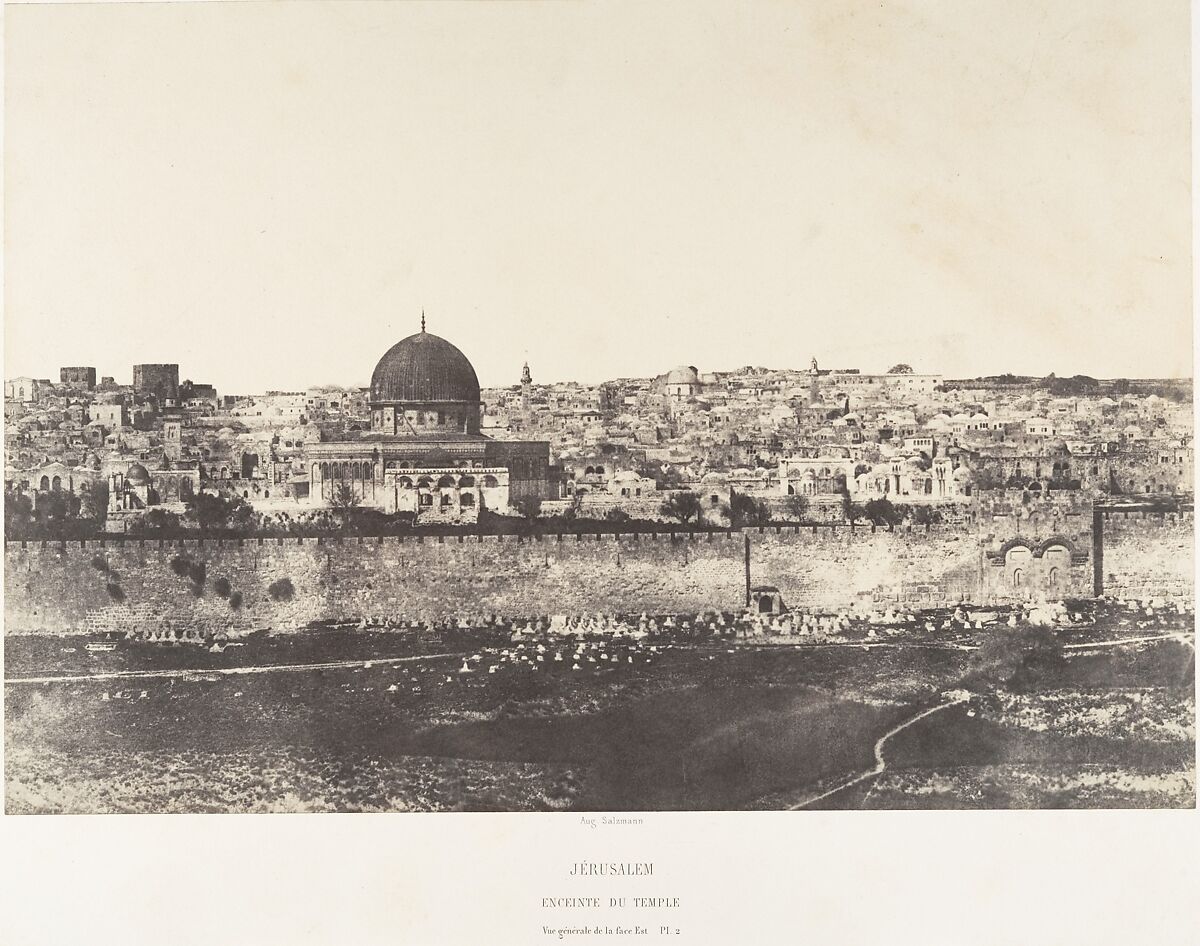 Jérusalem, Enceinte du Temple, Vue générale de la face Est, Pl. 2, Auguste Salzmann (French, 1824–1872), Salted paper print from paper negative 