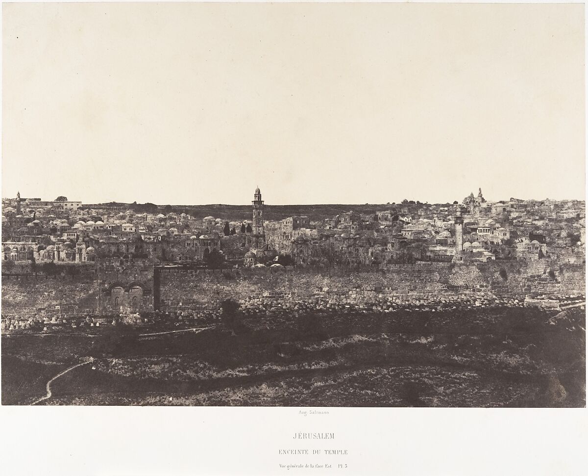 Jérusalem, Enceinte du Temple, Vue générale de la face Est, Pl. 3, Auguste Salzmann (French, 1824–1872), Salted paper print from paper negative 