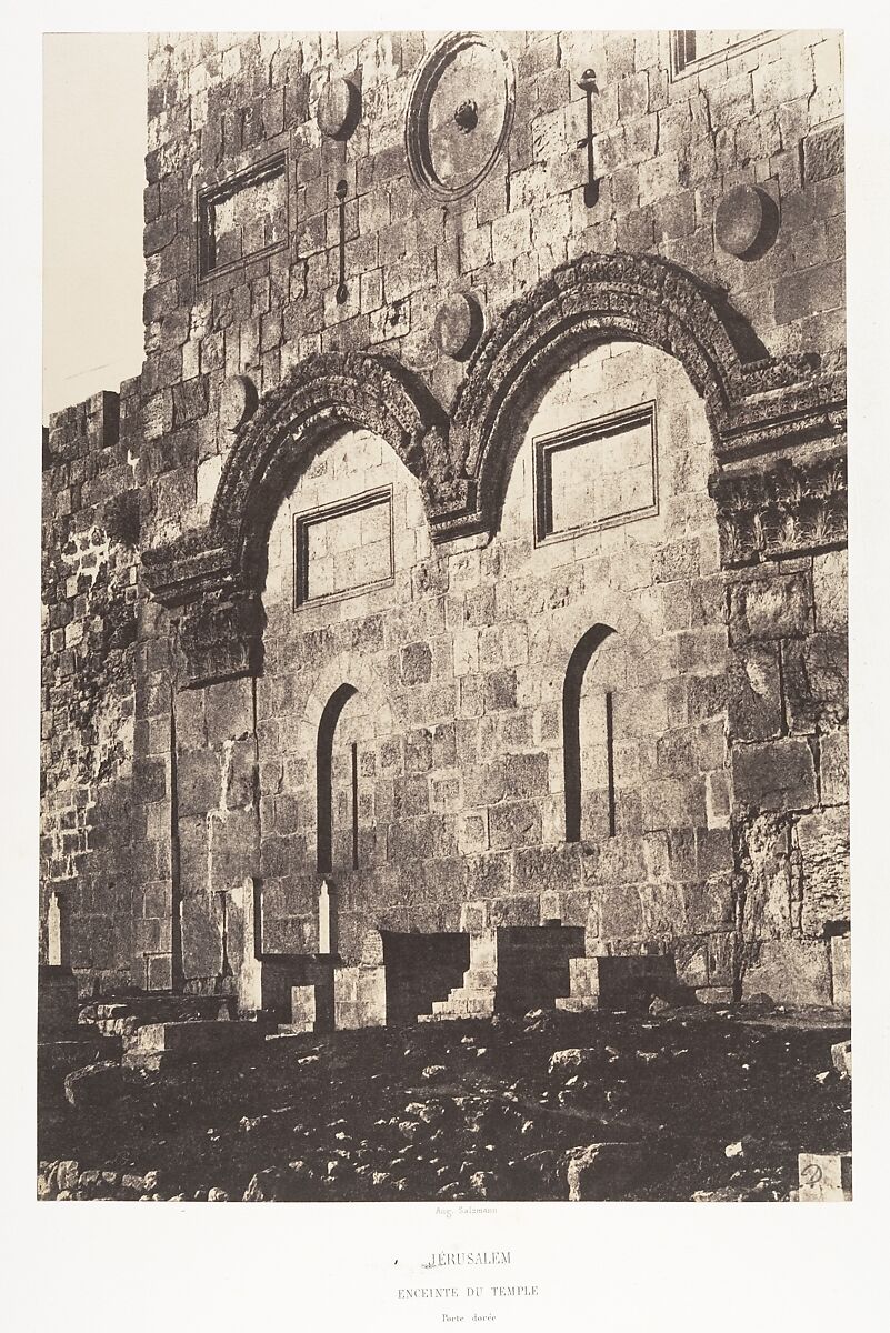 Jérusalem, Enceinte du Temple, Porte Dorée, Auguste Salzmann (French, 1824–1872), Salted paper print from paper negative 