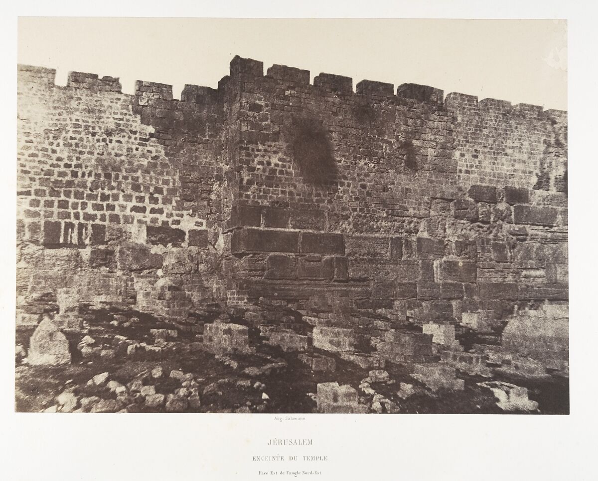 Jérusalem, Enceinte du Temple, Face Est de l'angle Nord-Est, Auguste Salzmann (French, 1824–1872), Salted paper print from paper negative 