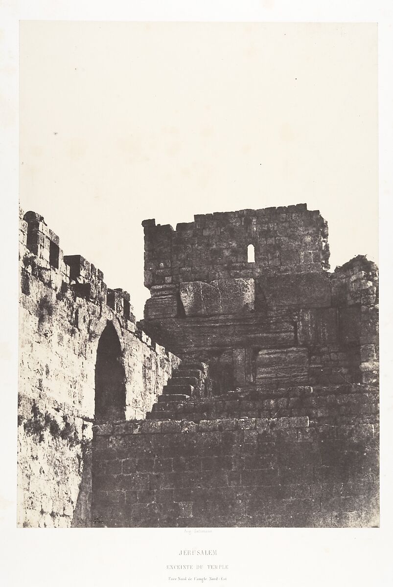 Jérusalem, Enceinte du Temple, Face Nord de l'angle Nord-Est, Auguste Salzmann (French, 1824–1872), Salted paper print from paper negative 