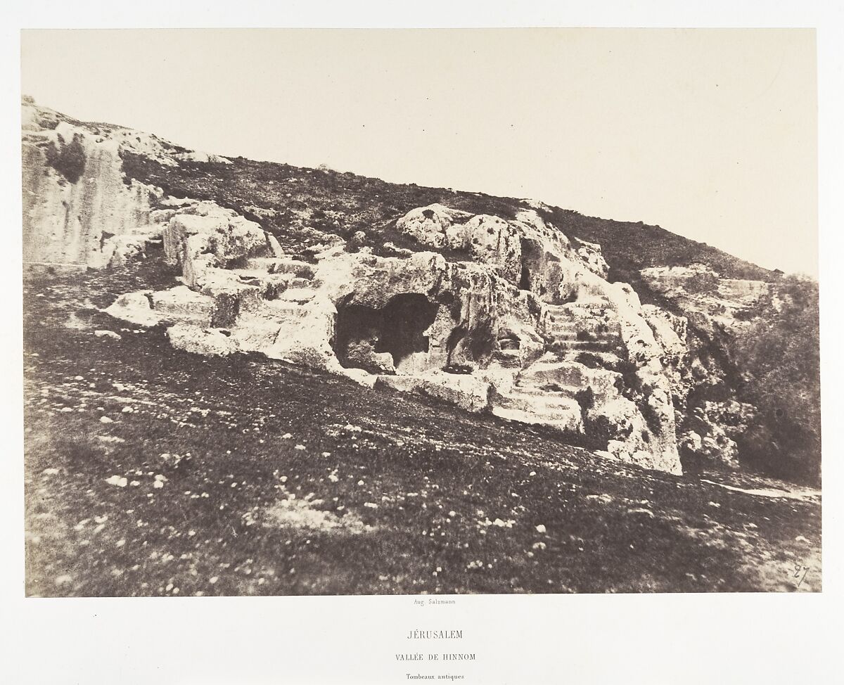 Jérusalem, Vallée de Hinnom, Tombeaux antiques, Auguste Salzmann (French, 1824–1872), Salted paper print from paper negative 