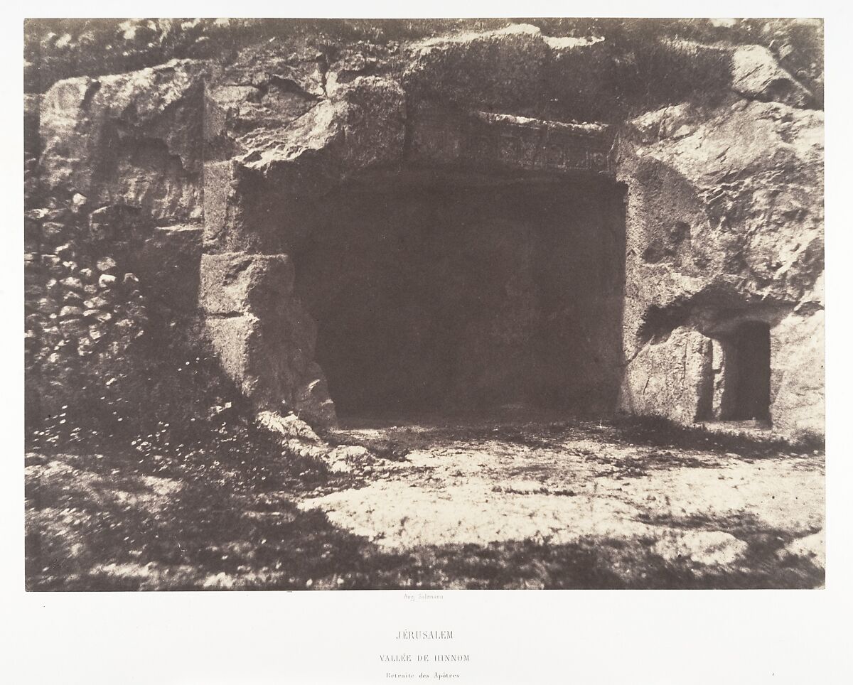 Jérusalem, Vallée de Hinnom, Retraite des Apôtres, Auguste Salzmann (French, 1824–1872), Salted paper print from paper negative 