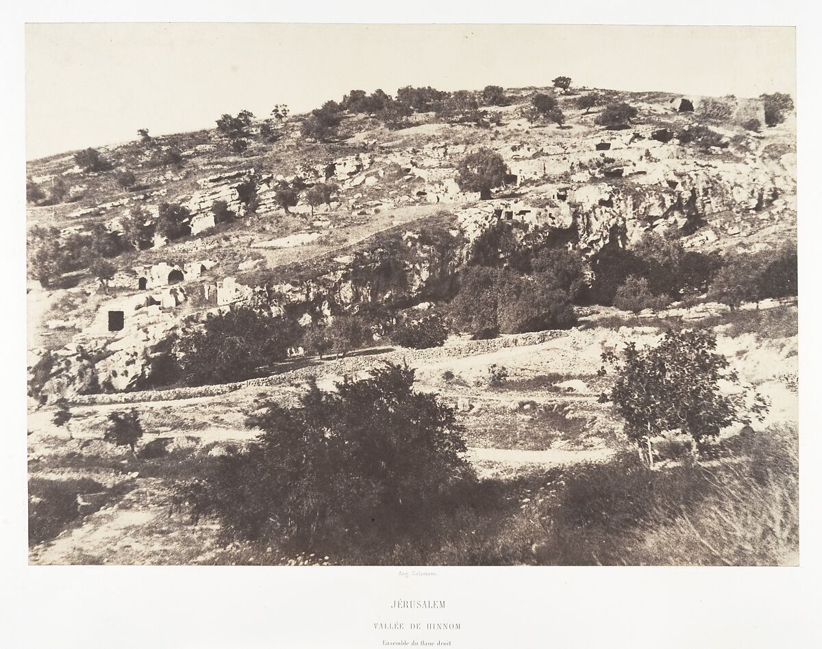 Jérusalem, Vallée de Hinnom, Ensemble du flanc droit, Auguste Salzmann (French, 1824–1872), Salted paper print from paper negative 