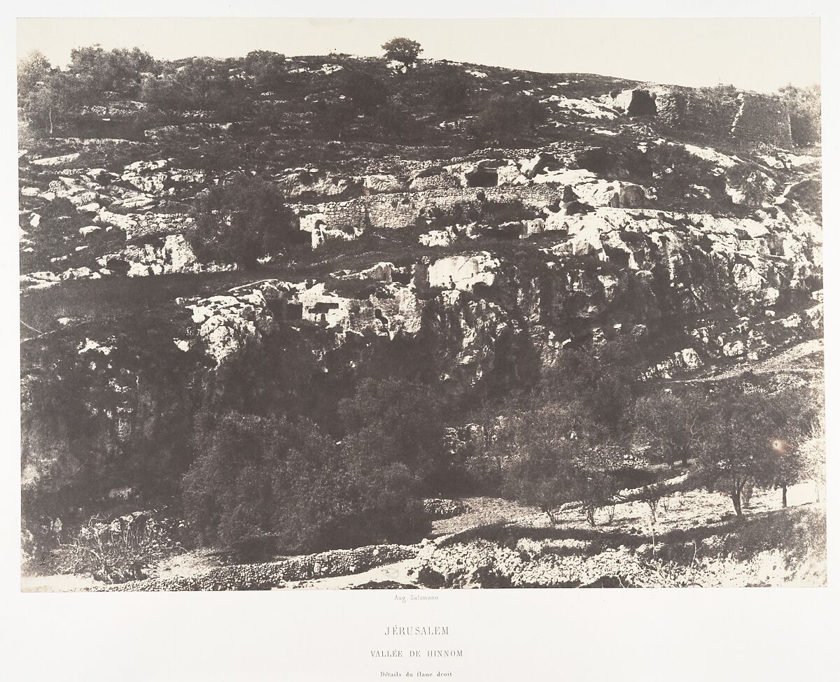 Jérusalem, Vallée de Hinnom, Détails du flanc droit, 2, Auguste Salzmann (French, 1824–1872), Salted paper print from paper negative 