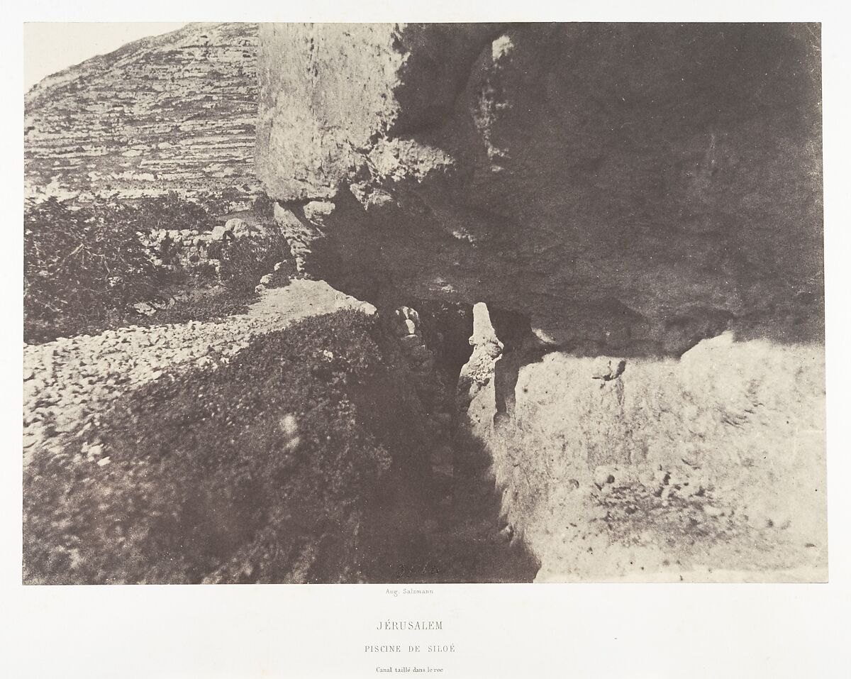 Jérusalem, Piscine de Siloe, Canal taillé dans le roc, Auguste Salzmann (French, 1824–1872), Salted paper print from paper negative 