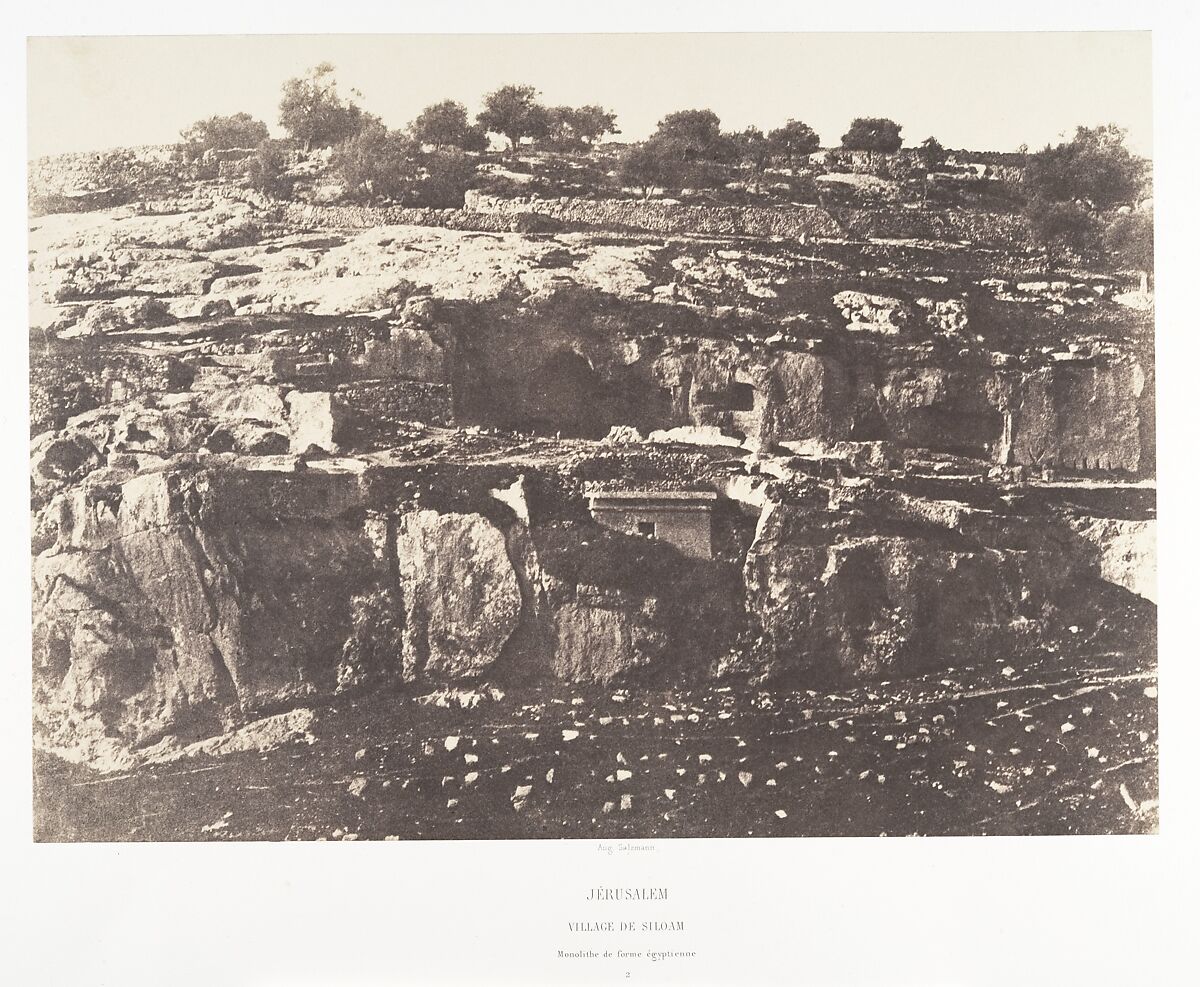 Jérusalem, Village de Siloam, Monolithe de forme égyptienne, 2, Auguste Salzmann (French, 1824–1872), Salted paper print from paper negative 