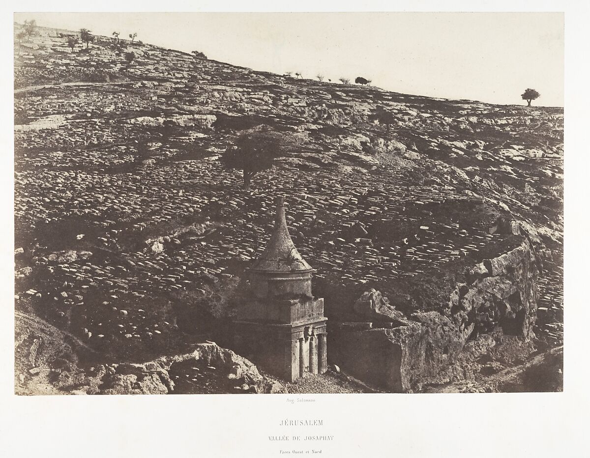 Jérusalem, Vallée de Josaphat, Faces Ouest et Nord, 1, Auguste Salzmann (French, 1824–1872), Salted paper print from paper negative 