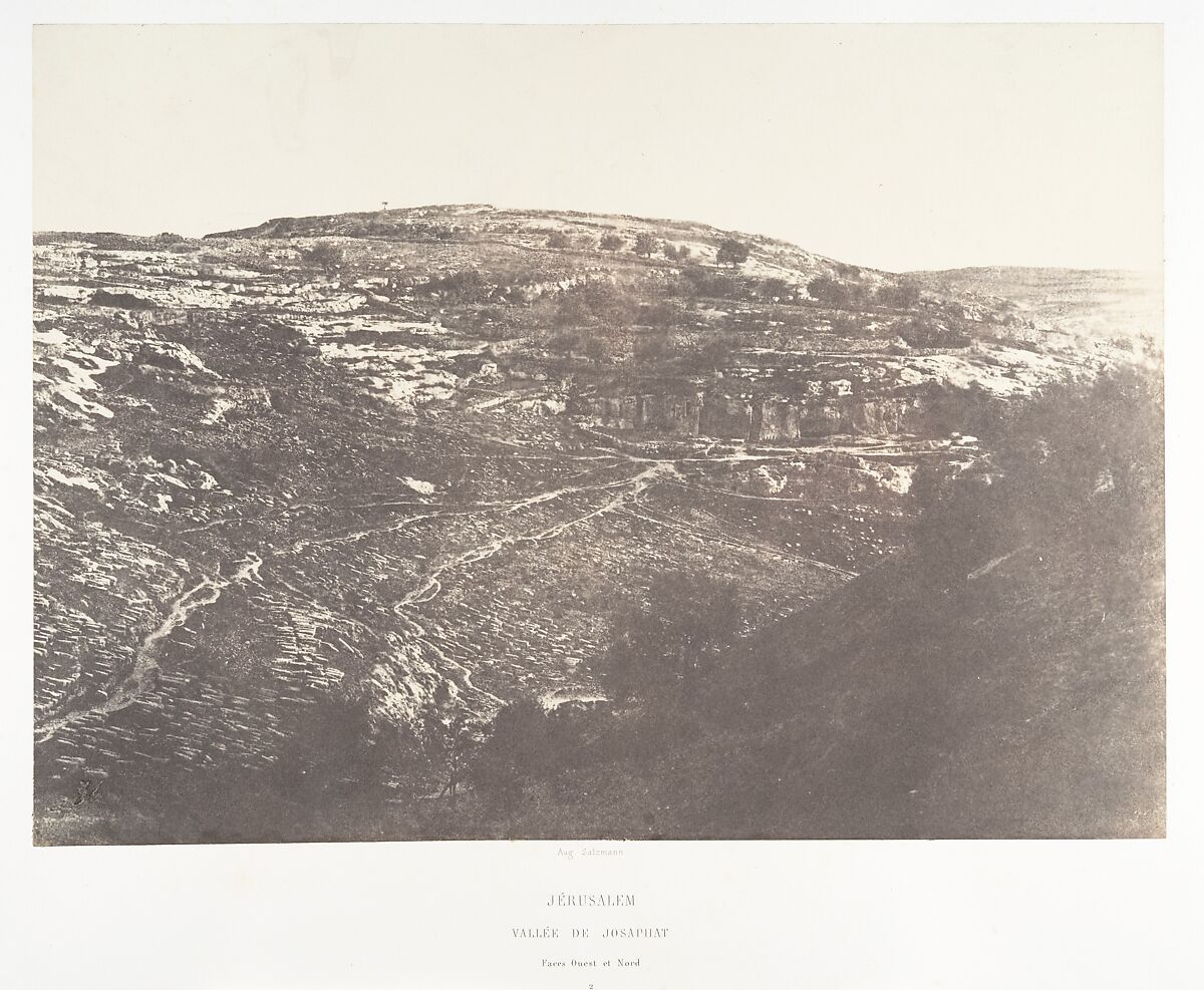 Jérusalem, Vallée de Josaphat, Face Ouest et Nord, 2, Auguste Salzmann (French, 1824–1872), Salted paper print from paper negative 