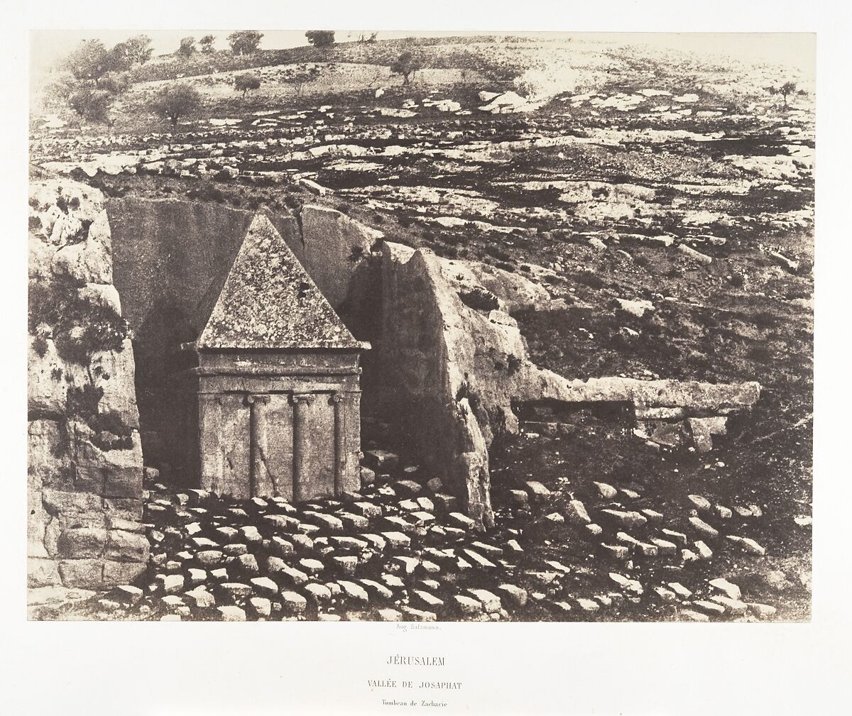 Jérusalem, Vallée de Josaphat, Tombeau de Zacharie, Auguste Salzmann (French, 1824–1872), Salted paper print from paper negative 