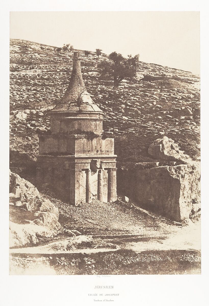 Jérusalem, Vallée de Josaphat, Tombeau d'Absalon, Auguste Salzmann (French, 1824–1872), Salted paper print from paper negative 