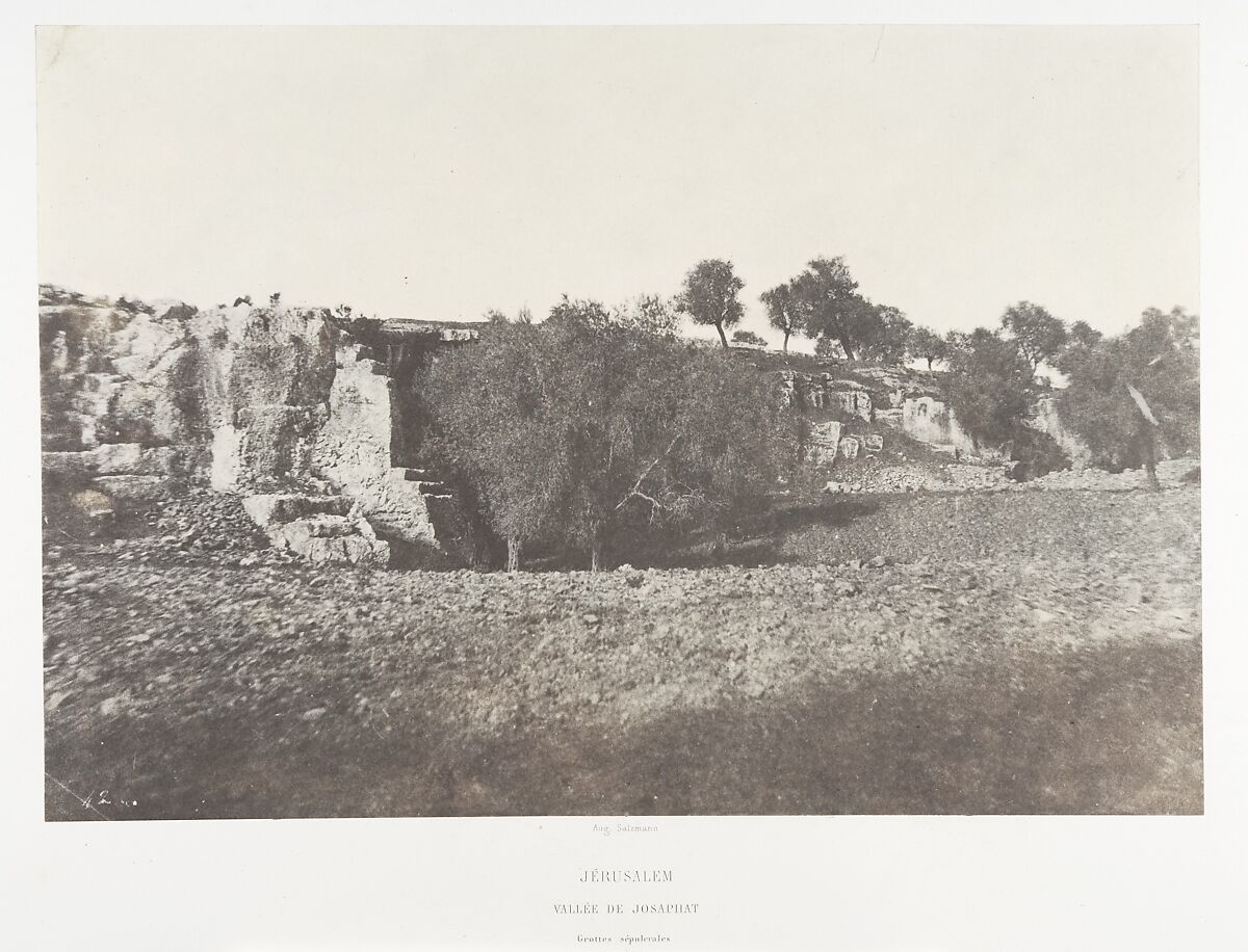 Jérusalem, Vallée de Josaphat, Grottes sépulcrales, 2, Auguste Salzmann (French, 1824–1872), Salted paper print from paper negative 
