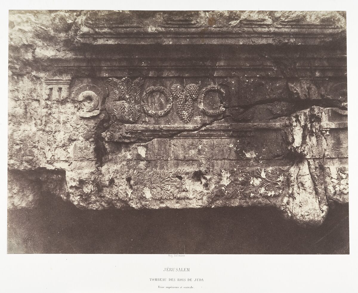 Jérusalem, Tombeau des rois de Juda, Frise supérieure et centrale, Auguste Salzmann (French, 1824–1872), Salted paper print from paper negative 