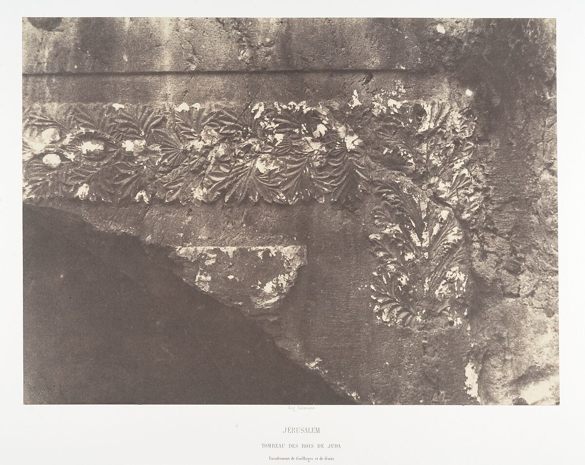 Jérusalem, Tombeau des rois de Juda, Encadrement de feuillages et de fruits, Auguste Salzmann (French, 1824–1872), Salted paper print from paper negative 