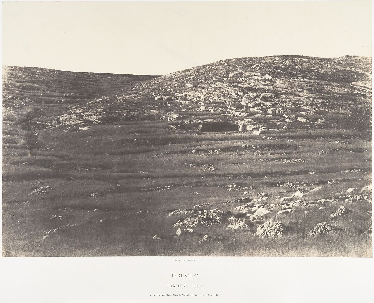 Jérusalem, Tombeau Juif, à trois milles Nord-Nord-Ouest de Jérusalem, Auguste Salzmann (French, 1824–1872), Salted paper print from paper negative 