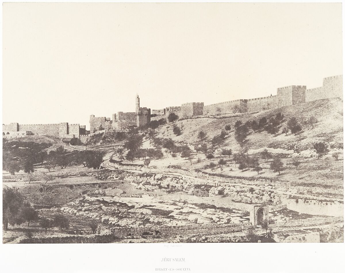 Jérusalem, Birket-es-Soutlan, Auguste Salzmann (French, 1824–1872), Salted paper print from paper negative 