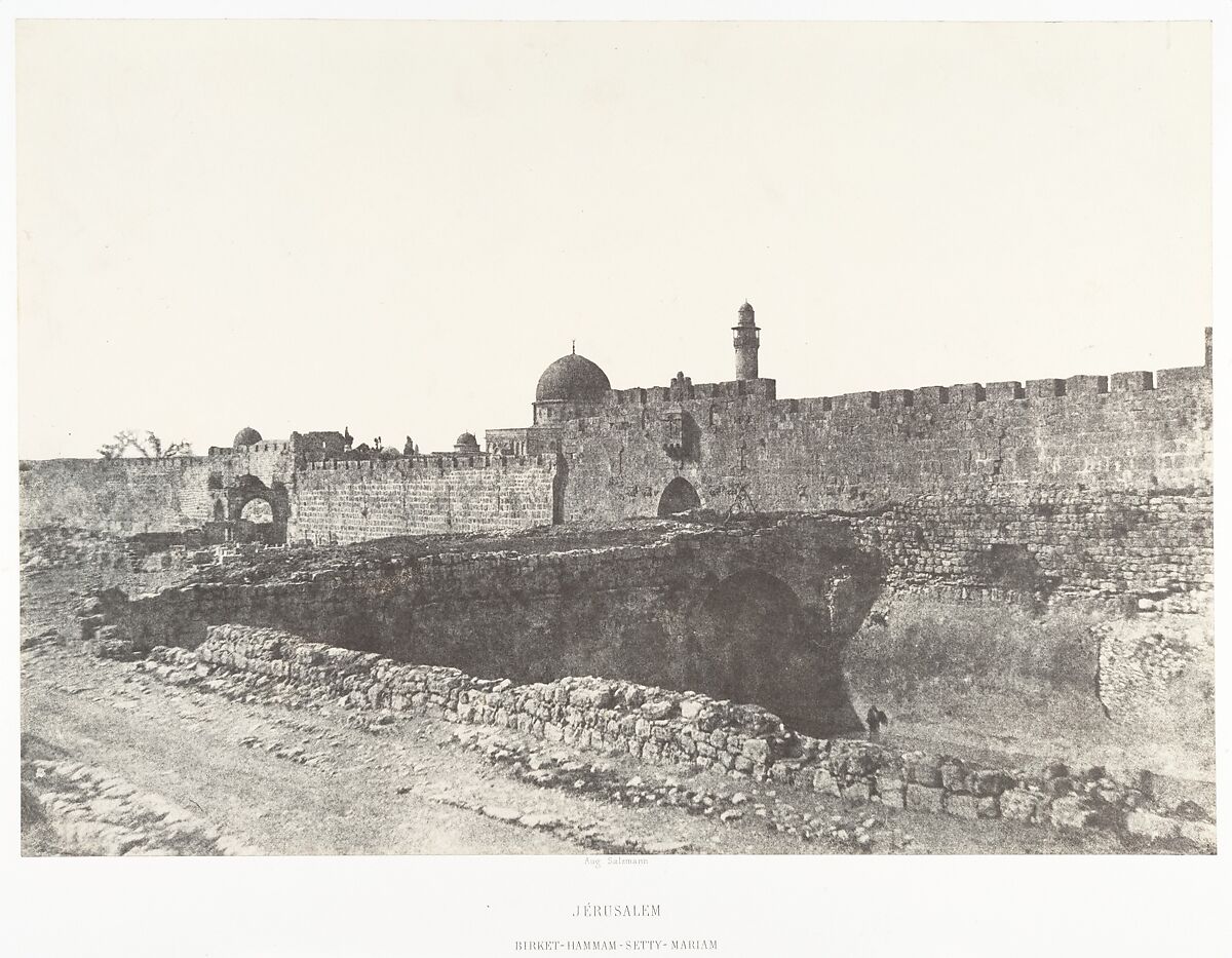 Jérusalem, Birket-Hammam-Setty-Mariam, Auguste Salzmann (French, 1824–1872), Salted paper print from paper negative 