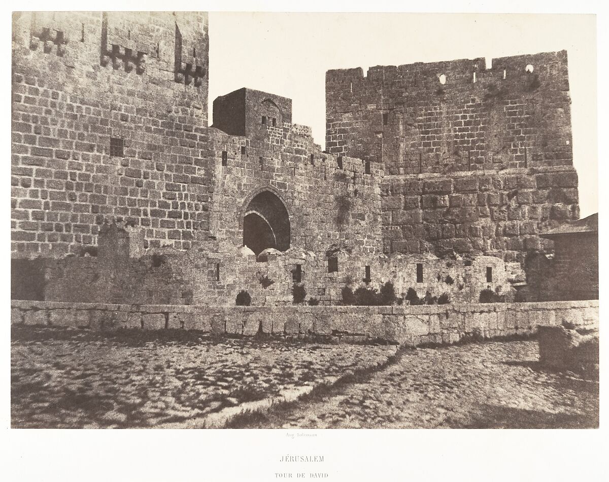 Jérusalem, Tour de David, Auguste Salzmann (French, 1824–1872), Salted paper print from paper negative 