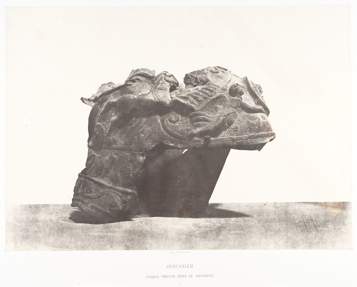 Jérusalem, Casque trouvé dans le Jourdain, 1, Auguste Salzmann (French, 1824–1872), Salted paper print from paper negative 