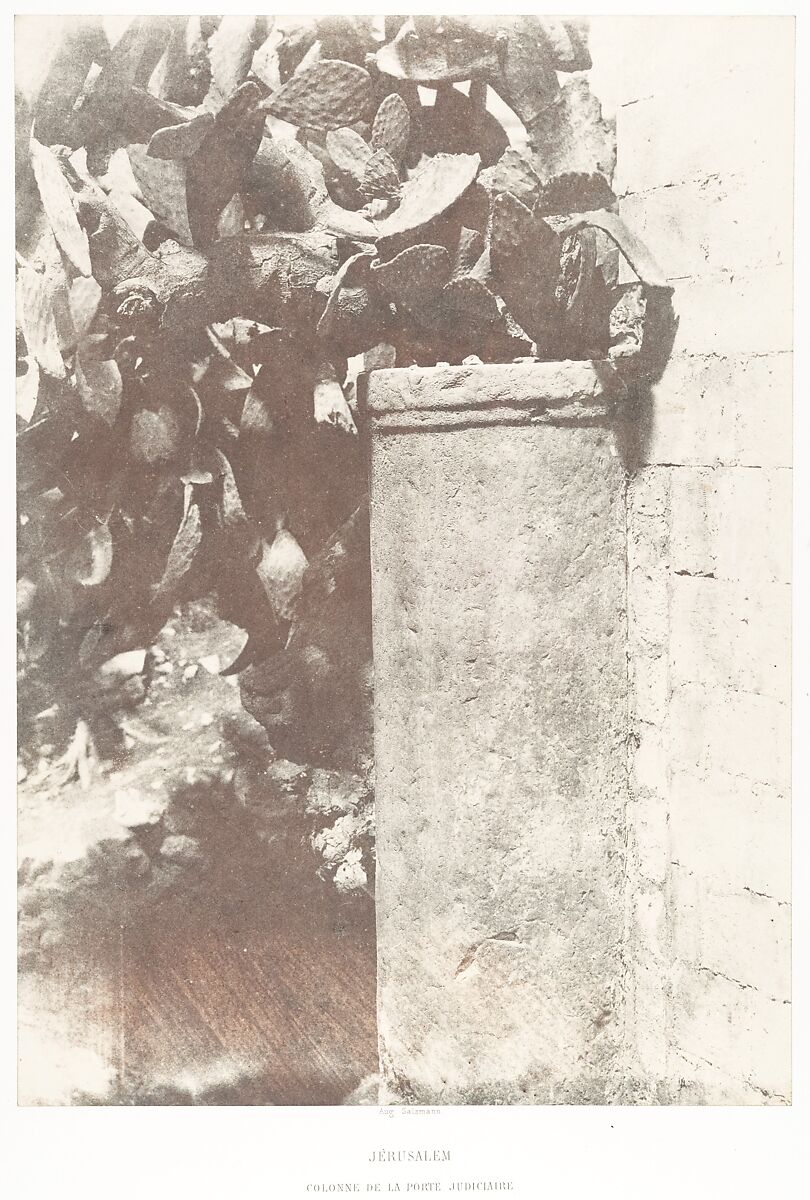 Jérusalem, Colonne de la Porte judiciaire, Auguste Salzmann (French, 1824–1872), Salted paper print from paper negative 