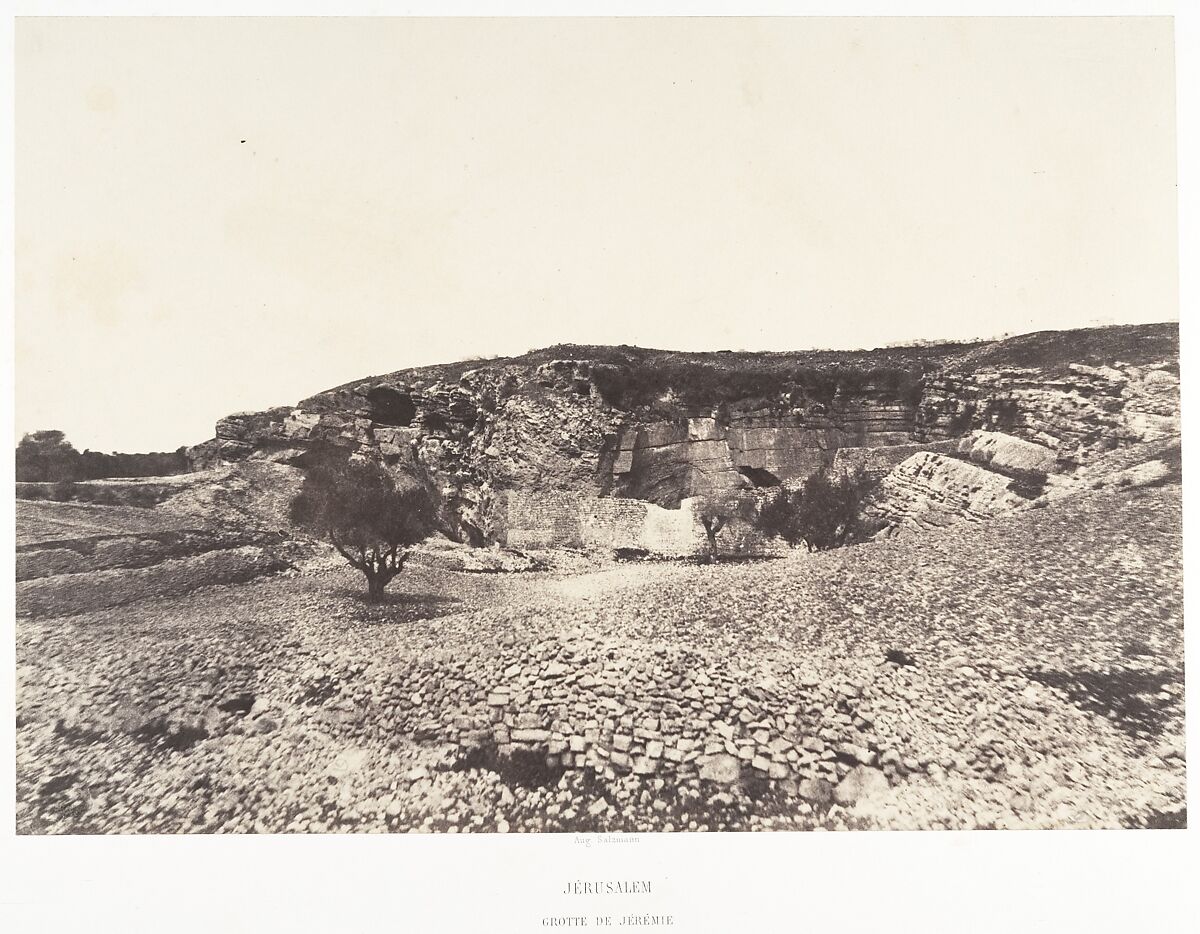 Jérusalem, Grotte de Jérémie, Auguste Salzmann (French, 1824–1872), Salted paper print from paper negative 