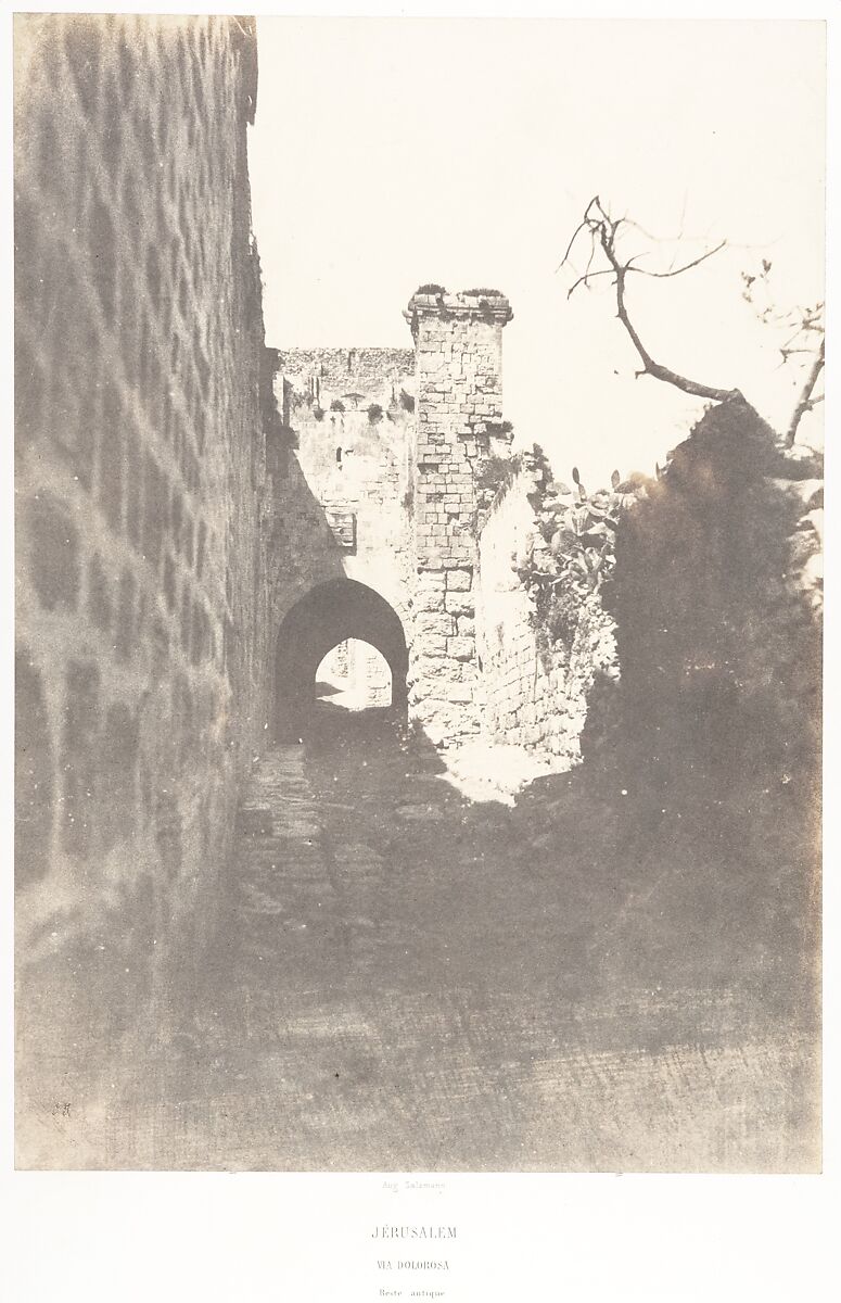 Jérusalem, Via Dolorosa, Reste antique, Auguste Salzmann (French, 1824–1872), Salted paper print from paper negative 