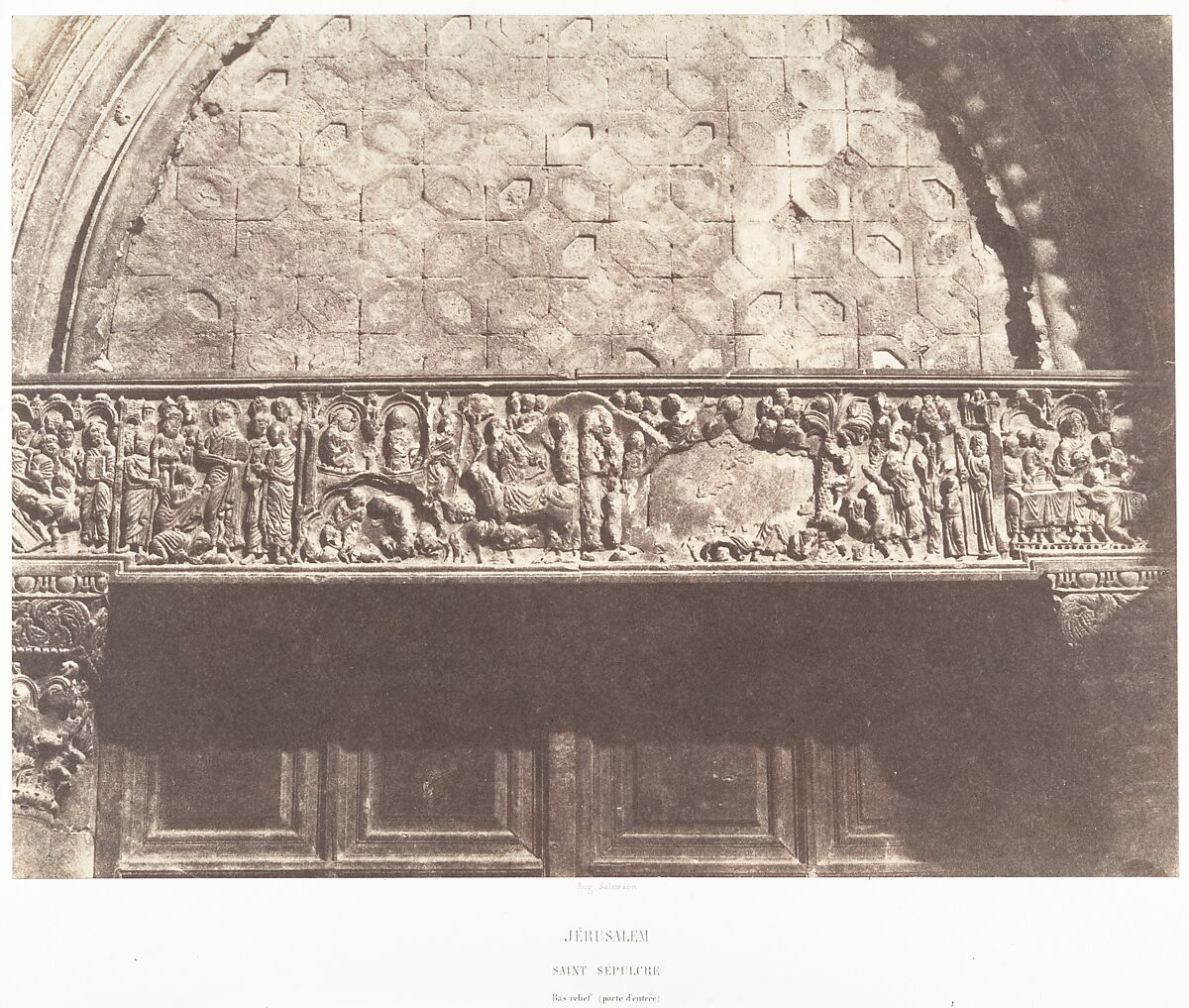 Jérusalem, Saint-Sépulcre, Bas-relief (porte d'entrée), Auguste Salzmann (French, 1824–1872), Salted paper print from paper negative 