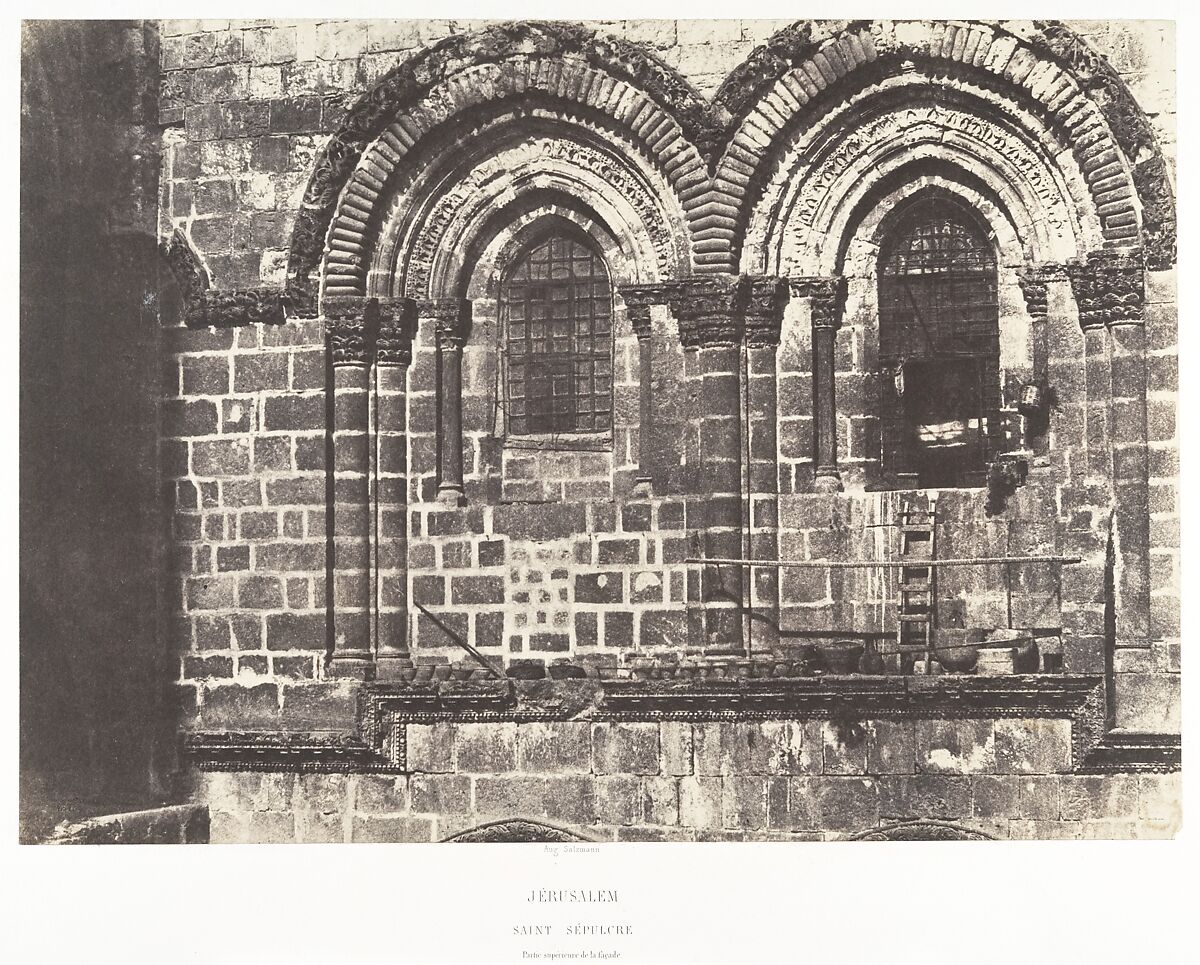 Jérusalem, Saint-Sépulcre, Partie supérieure de la façade, Auguste Salzmann (French, 1824–1872), Salted paper print from paper negative 
