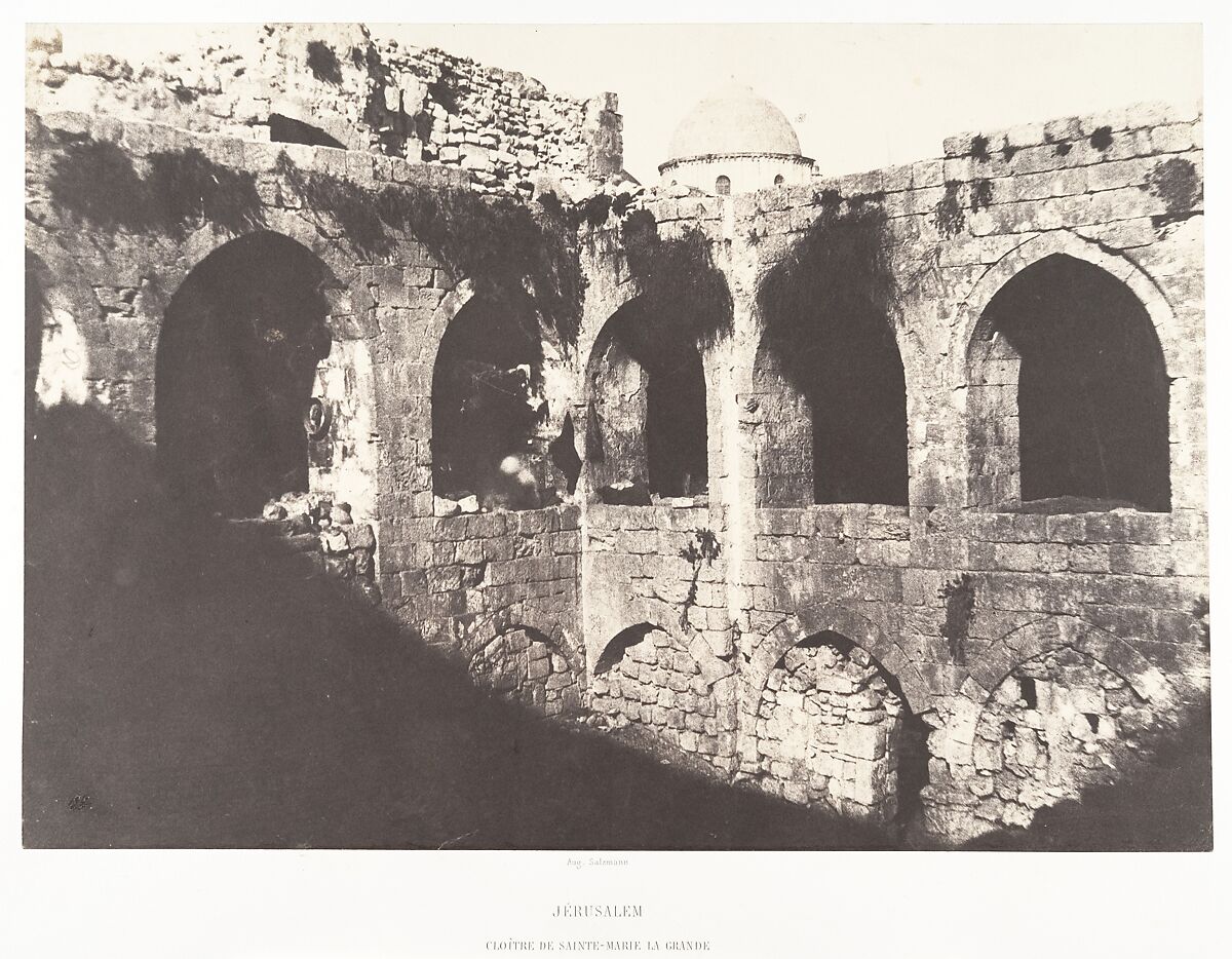 Jérusalem, Sainte-Marie-la-Grande, Cloître, Auguste Salzmann (French, 1824–1872), Salted paper print from paper negative 