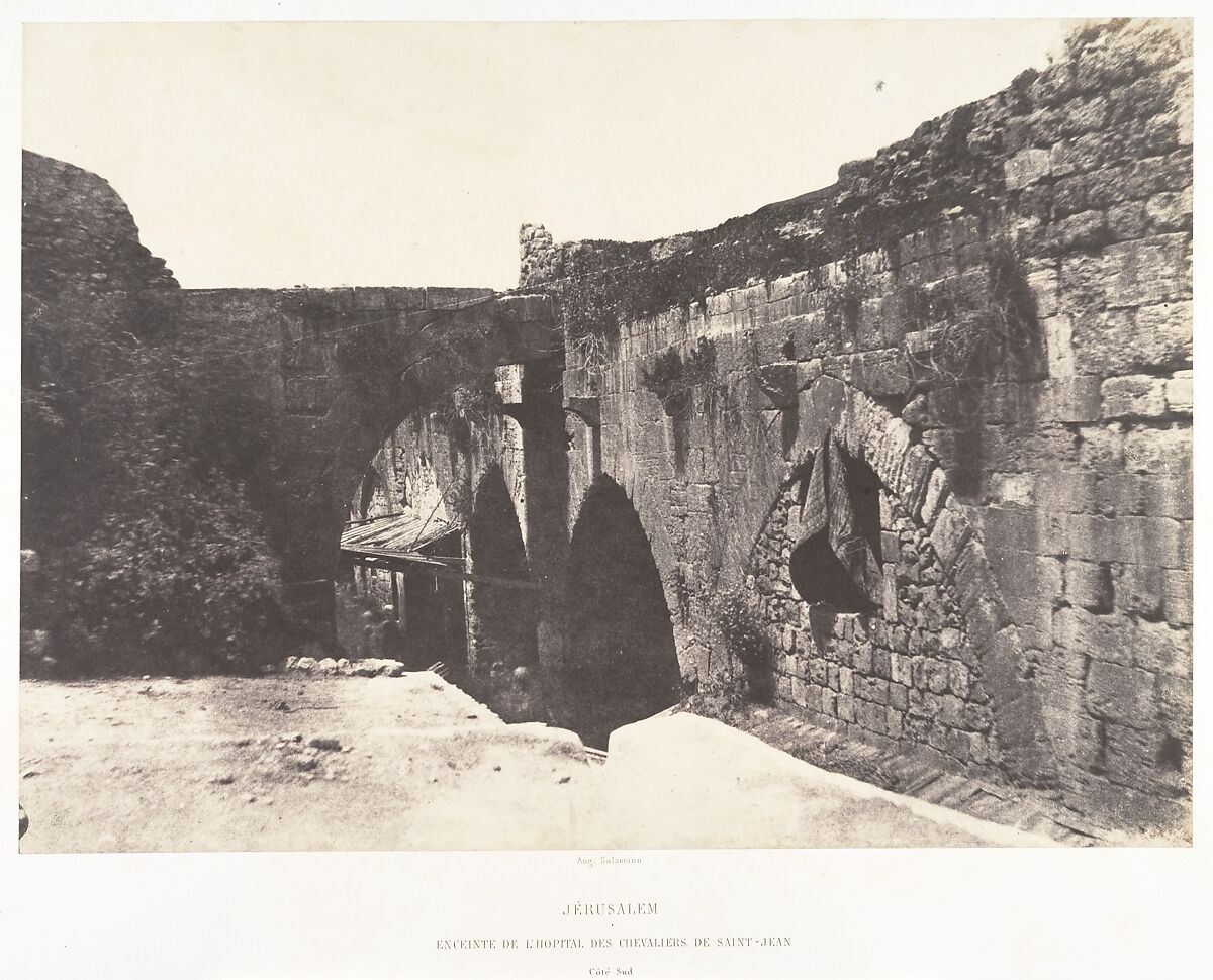 Jérusalem, Enceinte de l'Hopital des Chevaliers-de-Saint-Jean, Côté Sud, Auguste Salzmann (French, 1824–1872), Salted paper print from paper negative 