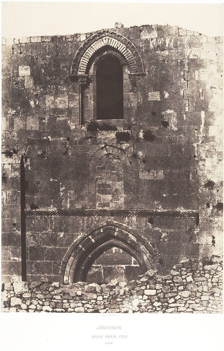 Jérusalem, Église Sainte-Anne, Façade, Auguste Salzmann (French, 1824–1872), Salted paper print from paper negative 