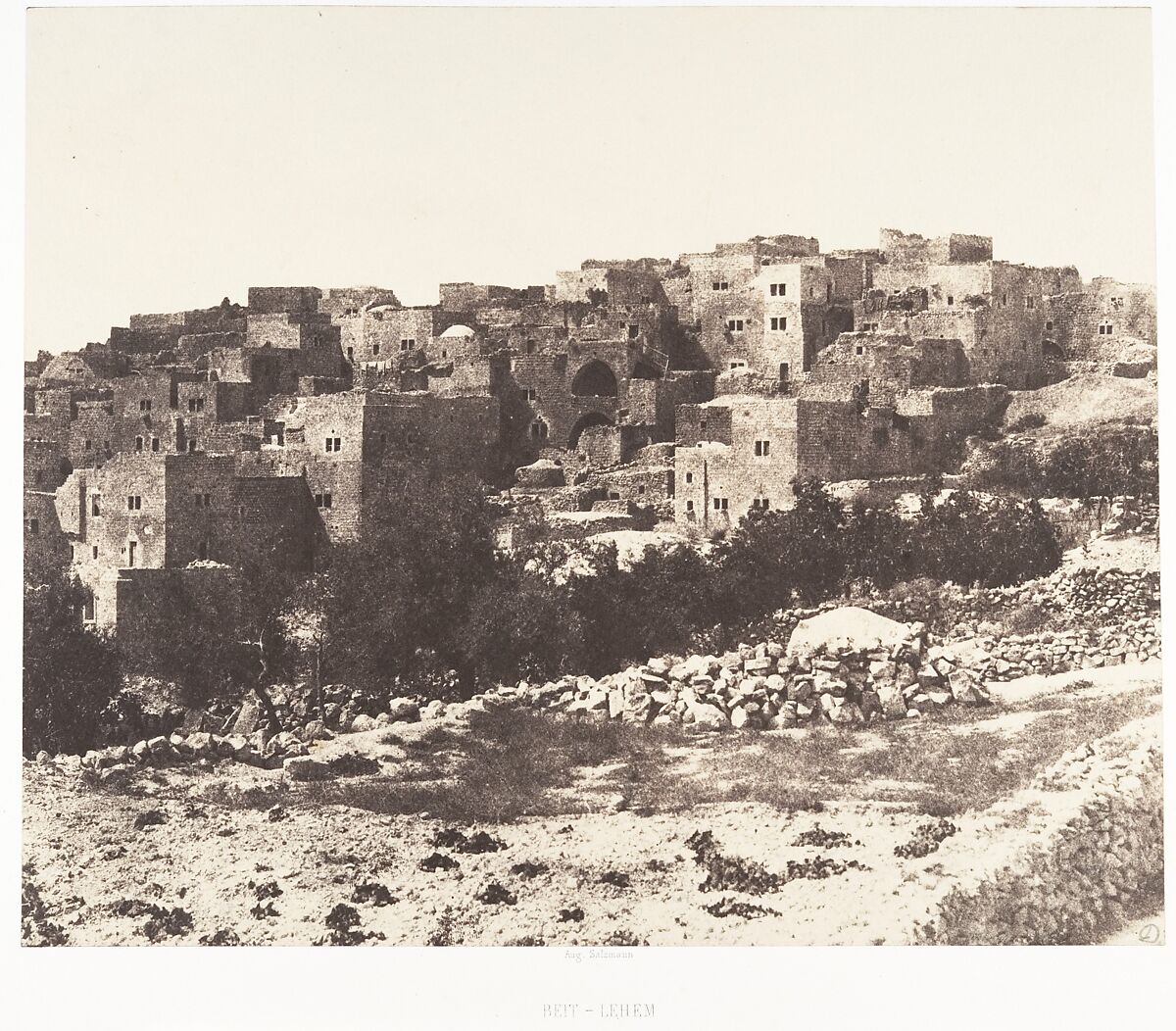 Jérusalem, Beit-Lehem, Vue générale, Auguste Salzmann (French, 1824–1872), Salted paper print from paper negative 