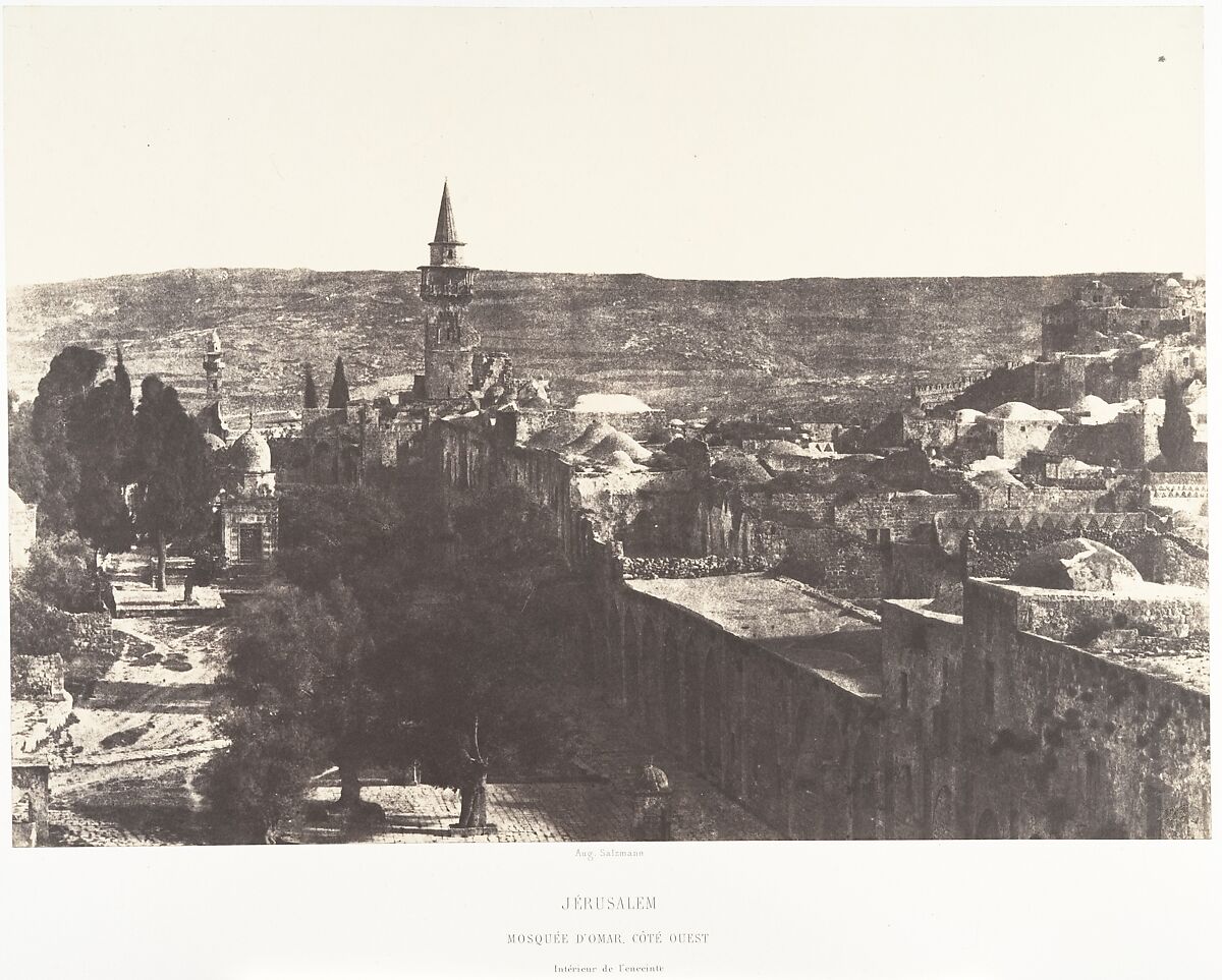 Jérusalem, Mosquée d'Omar, côté Ouest, Intérieur de l'enceinte, Auguste Salzmann (French, 1824–1872), Salted paper print from paper negative 