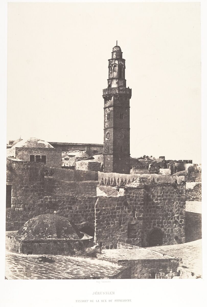 Jérusalem, Minaret de la Rue du Patriarche, Auguste Salzmann (French, 1824–1872), Salted paper print from paper negative 